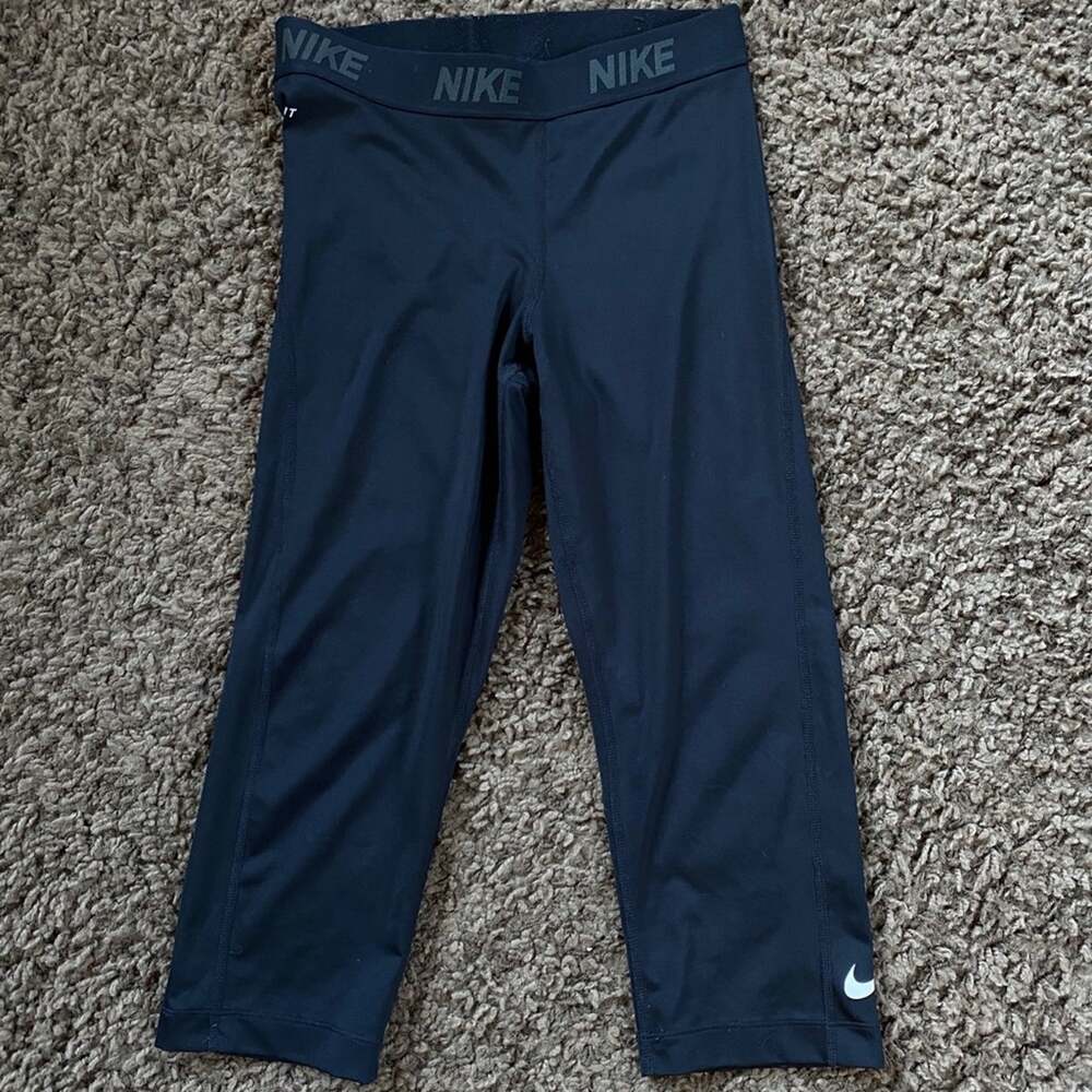 Nike Womens Dri-Fit Compression Crop Black Tights S EUC